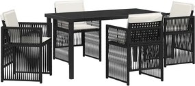 vidaXL Kert étkező szett 5 pcs Fekete Porszórt acél