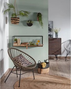 Fekete-natúr színű jegenyefenyő fali polc 90 cm Elisha – Kave Home