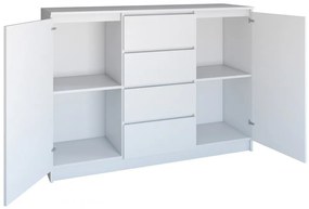 Drohmo 2D4S komód, 120x97x40 cm, fehér