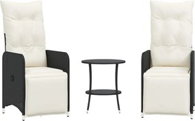 vidaXL 2 db fekete polyrattan dönthető kerti szék asztallal