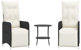 vidaXL 2 db fekete polyrattan dönthető kerti szék asztallal