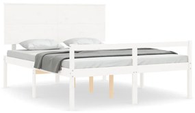 fehér tömör fa ágy időseknek fejtámlával King Size