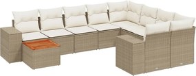 vidaXL 10 részes bézs polyrattan kerti ülőgarnitúra párnával