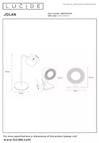 Lucide 46619/03/41 - LED fényerőszabályozható asztali lámpa JOLAN LED/3,5W/5V