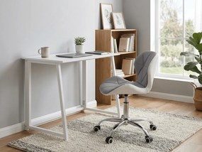 ZARIMO dolgozószoba szett: 80x40 cm-es asztal, fehér + AVOLA szék öko bőrből, szürke-fehér