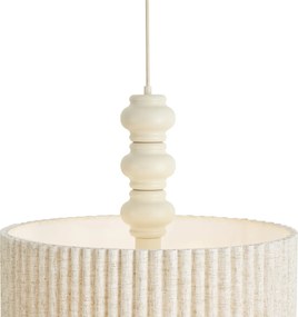 Japandi függőlámpa bézs színű, vászonernyővel, 3 égős - Fedde