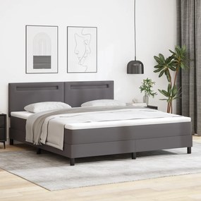 Boxspring ágy szürke színben, szuper king méret, műbőr