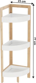 Sarokpolc, fehér/természetes bambusz, FONG