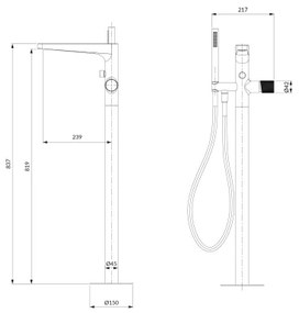 OMNIRES CT8033CR - Szabadon álló fürdőkád szett CONTOUR csillogó króm