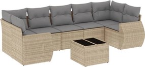 vidaXL 8 részes bézs polyrattan kerti ülőgarnitúra párnával