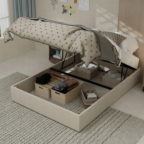 Kárpitozott ágy, franciaágy 140x200 Hidraulikus ágyrács Bézs