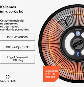 Klarstein LumiHeat infravörös mennyezeti fűtés | 2000 W | 15 m² | LED világítás | 42 cm x 42 cm