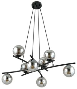 Csillár zsinóron ESSA 8xE14/10W/230V fekete/füstös