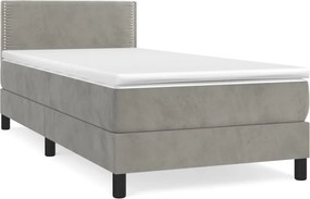 vidaXL világosszürke bársony rugós ágy matraccal 80 x 200 cm
