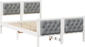 vidaXL Ágykeret fejtámlával Világosszürke 120 x 200 cm Tömör fenyőfa