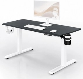 Elektromos, állítható magasságú, ergonomikus, fehér-antracit íróasztal,1400x700 mm: ARIA