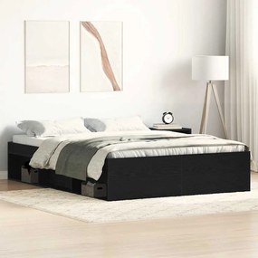 fekete tölgy színű szerelt fa ágykeret matrac nélkül 140x190 cm
