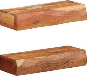vidaXL 2 darab tömör akácfa fali polc 40x17x8 cm