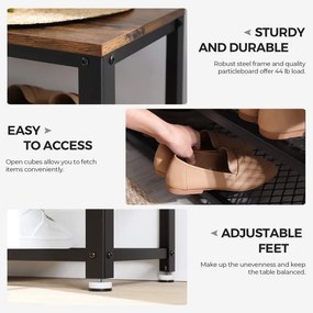 Cipőpad, cipőtartó 2 polccal, rusztikus barna és fekete