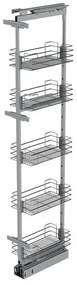 Konyhai fémrács, kamravasalat, 450mm, króm, teljes kihúzású, csillapított záródás, 1880-2180mm, 5 kosár SIGE, Green Line 265