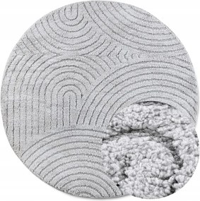 Kerek plüss szőnyeg nappaliba 200cm, puha szürke 3d kivágott sörték