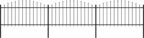 vidaXL fekete acélkerítés lándzsás tetejű szegéllyel 537 x 150 cm