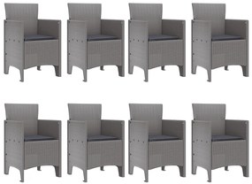 9 Részes Kert Étkező Szett párnákkal Fehér Poly Rattan