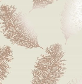 Krémszínű Tapéta Minta Arany Tollak Fényes Tollak