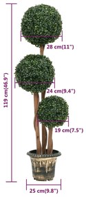zöld gömbalakú cserepes műpuszpáng 119 cm