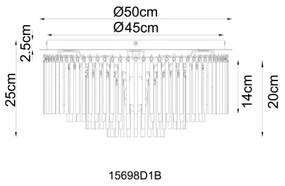 Globo 15698D1B - Mennyezeti lámpatest GORLEY, 5x E27 (max. 60 W), 230 V, átmérő 50 cm