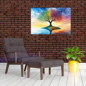 Kép – Évszakok festett fája (90x60 cm)