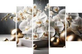 Kép - Orchidea és aranygolyók (150x105 cm)