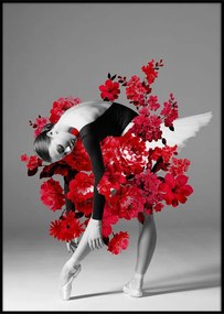 Falikép 50x70 cm, női ballerina virágokkal - BIZARRE