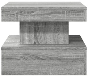 szürke sonoma színű dohányzóasztal LED-lámpákkal 50x50x40 cm