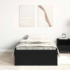 fekete tölgy színű szerelt fa ágykeret matrac nélkül 90x200 cm