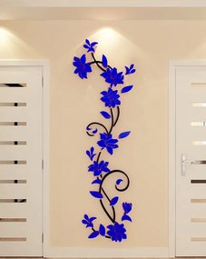 Vidám Fal |  Falmatrica Kék 3D Virágok Méret: M - 100 x 30 cm