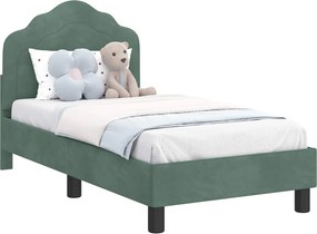 vidaXL Gyerekágy keret fejtámlával Tengeri Zöld 70 x 140 cm Bársony