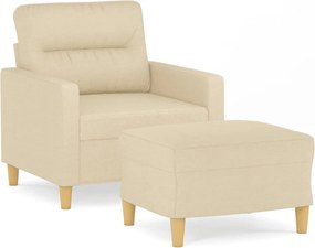 vidaXL krémszínű szövet kanapéfotel lábtartóval 60 cm