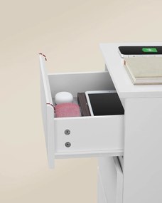 Éjjeliszekrény 2 darabos szett, 2 hálózati aljzattal és 2 usb-porttal, fehér színben