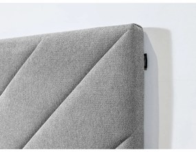 Világosszürke kárpitozott franciaágy ágyráccsal 160x200 cm Romane – Bobochic Paris