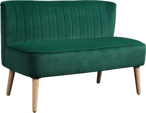 HOMCOM kétüléses kanapé — kompakt, bársonyhatású ülőgarnitúra nappaliba és kis terekbe, sötétzöld (117 x 56,5 x 77 cm) | Aosom