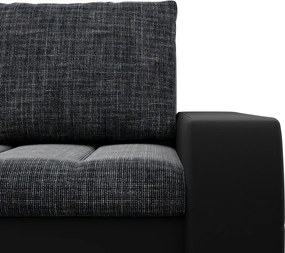 Toronto sarokkanapé, 2 ágyneműtartóval, fonott + műbőr, baloldali, szürke - fekete