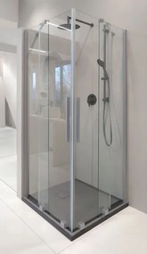Prizma zuhanykabin_90x90, szálcsiszolt acél (KTJ_F39R+KTJ_F39R)