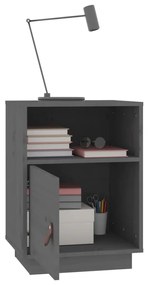 2 db szürke tömör fenyőfa éjjeliszekrény 40 x 34 x 55 cm