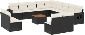 vidaXL 14 részes fekete polyrattan kerti ülőgarnitúra párnákkal
