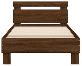 barna tölgy színű fejtámlás ágykeret matrac nélkül 75 x 190 cm
