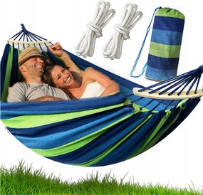 Kerti Függőágy 2 Személyes XXL 260x150 Turista Rúddal Hinta Fotel