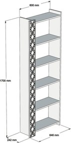 City könyvespolc, dió-krém, 64,6 cm