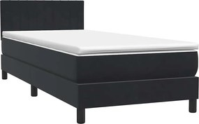 vidaXL fekete bársony rugós ágy matraccal 90x210 cm