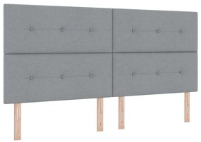 Boxrugós ágy fejtámlával Világosszürke 200 x 200 cm szövet